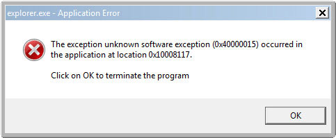 exception code: 0x40000015