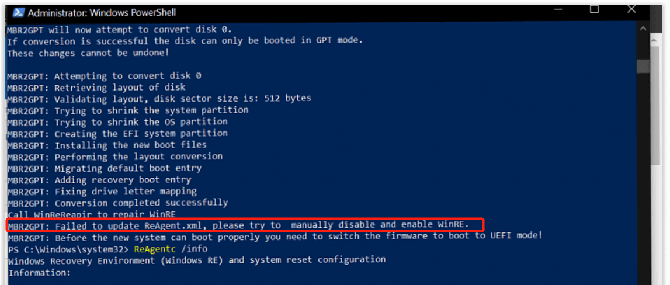 failed to update ReAgent xml on PowerShell