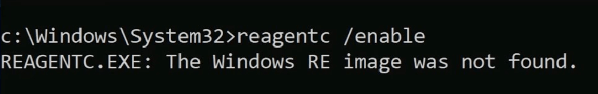 ReAgent The Windows RE image was not found