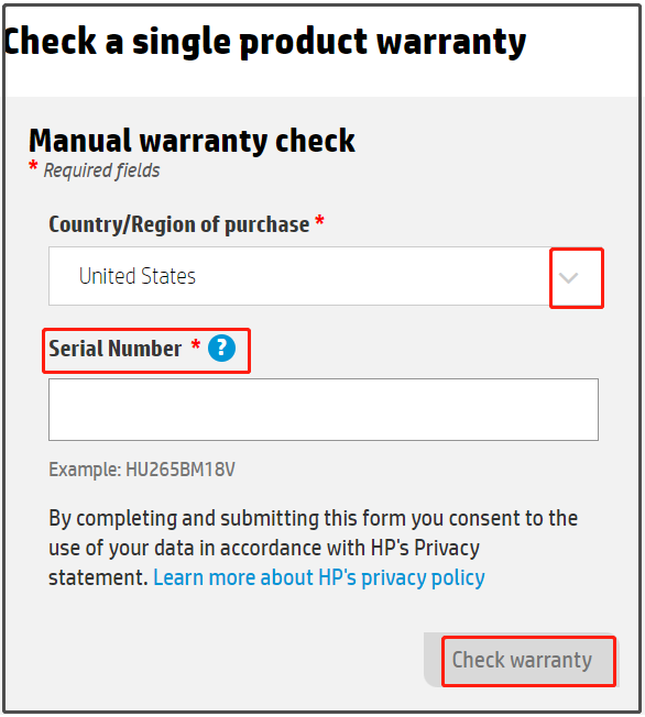 click Check Warranty