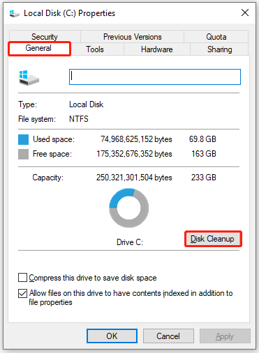 Click Disk Cleanup