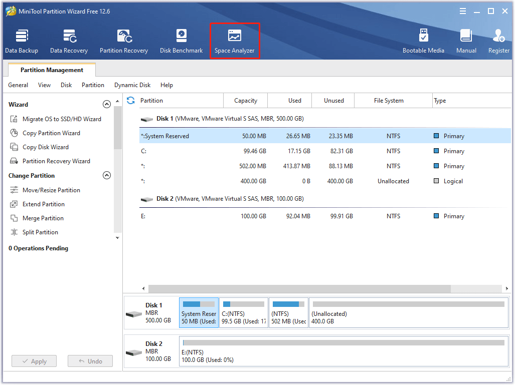 Select Space Analyzer