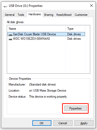 click on Properties