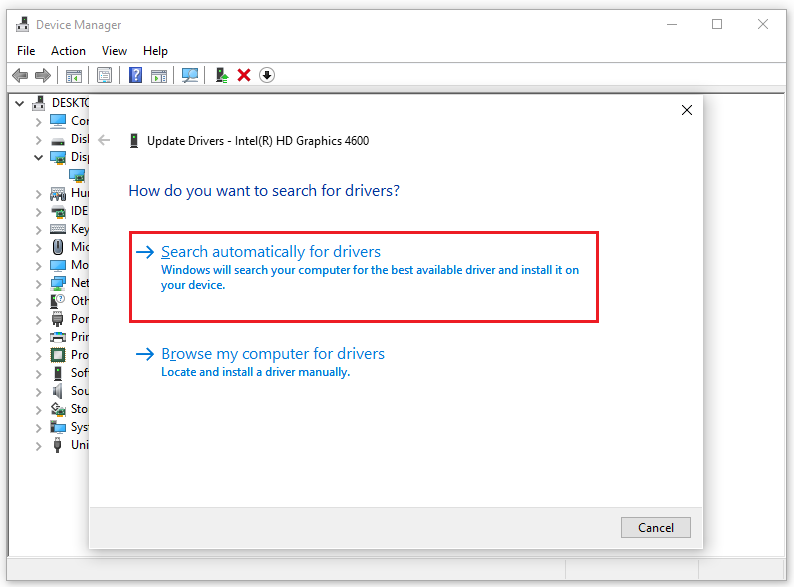 Search automatically for drivers