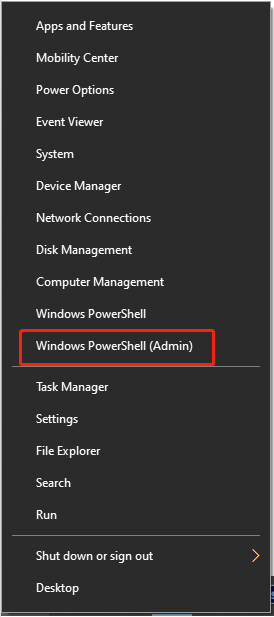 Select Windows PowerShell (Admin)