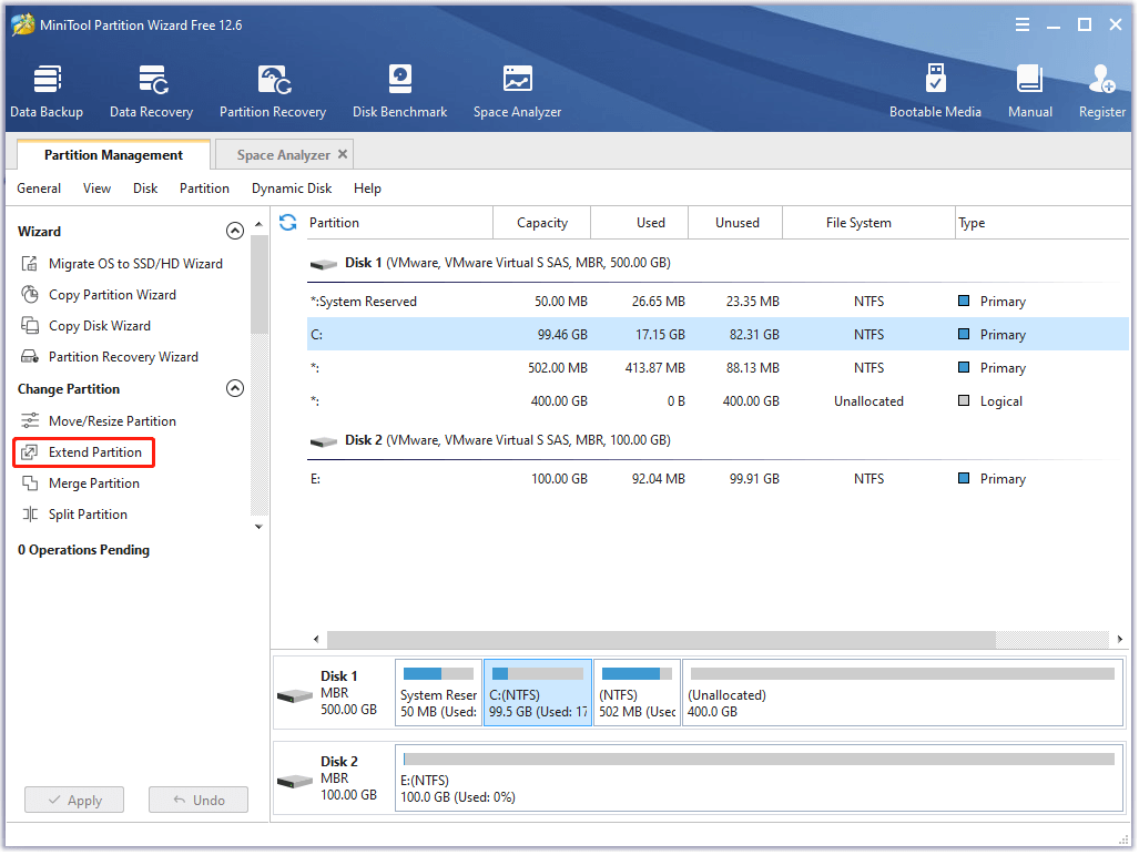 Select Extend Partition
