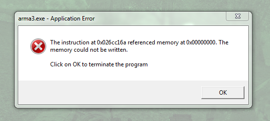 Arma 3 referenced memory error
