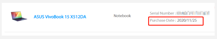 check ASUS device purchase date