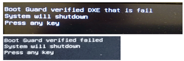 Boot Guard verified failed Dell