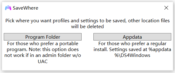 choose a place to save profiles and settings