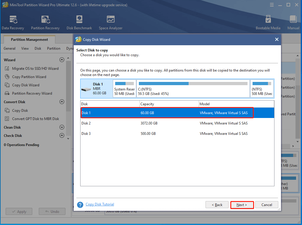 choose a disk to copy
