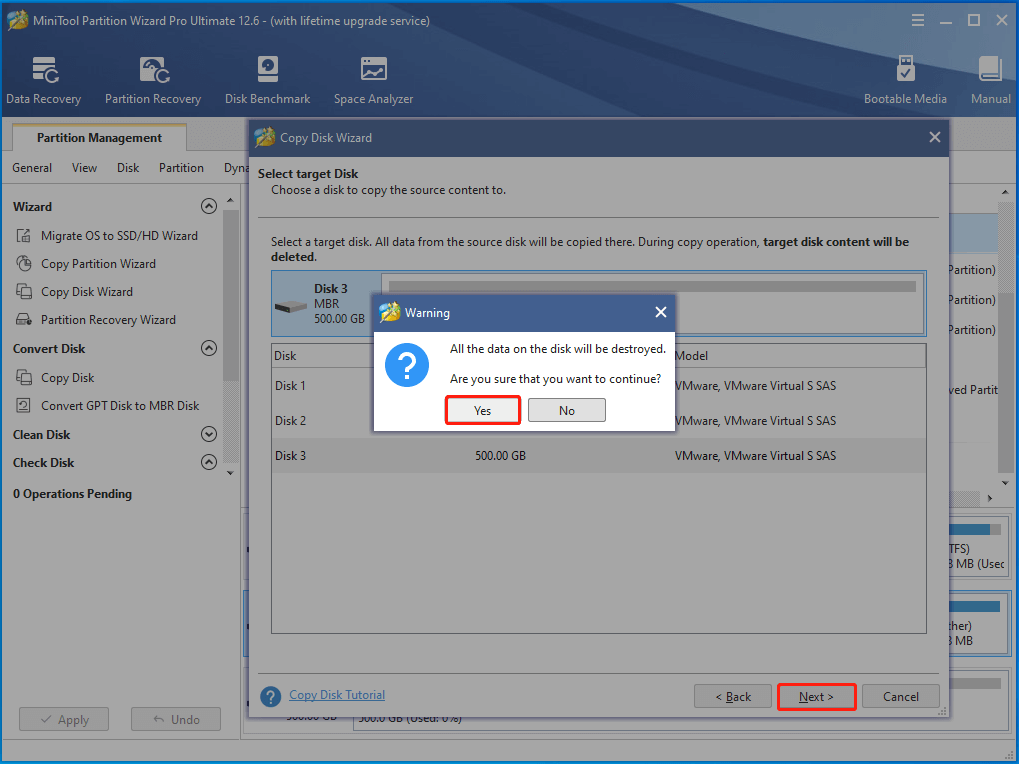 choose the connected disk and confirm the operation