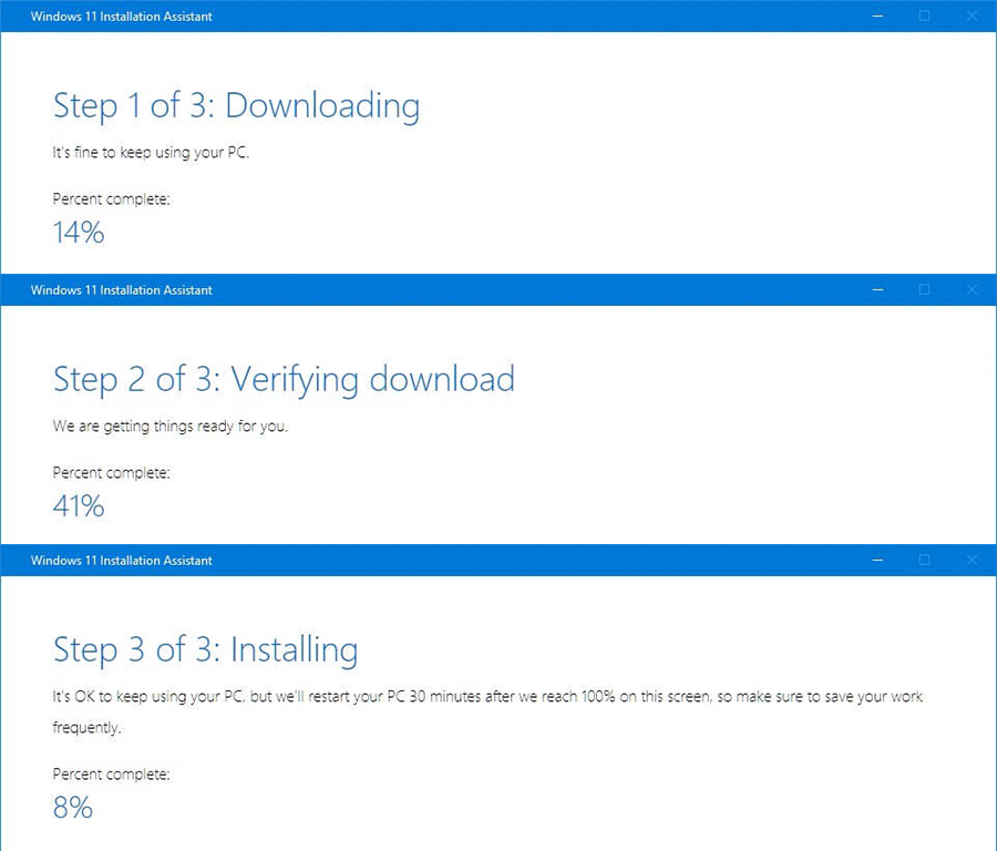 upgrade via Windows 11 Installation Assistant