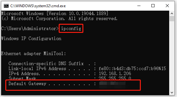 run ipconfig in Command Prompt