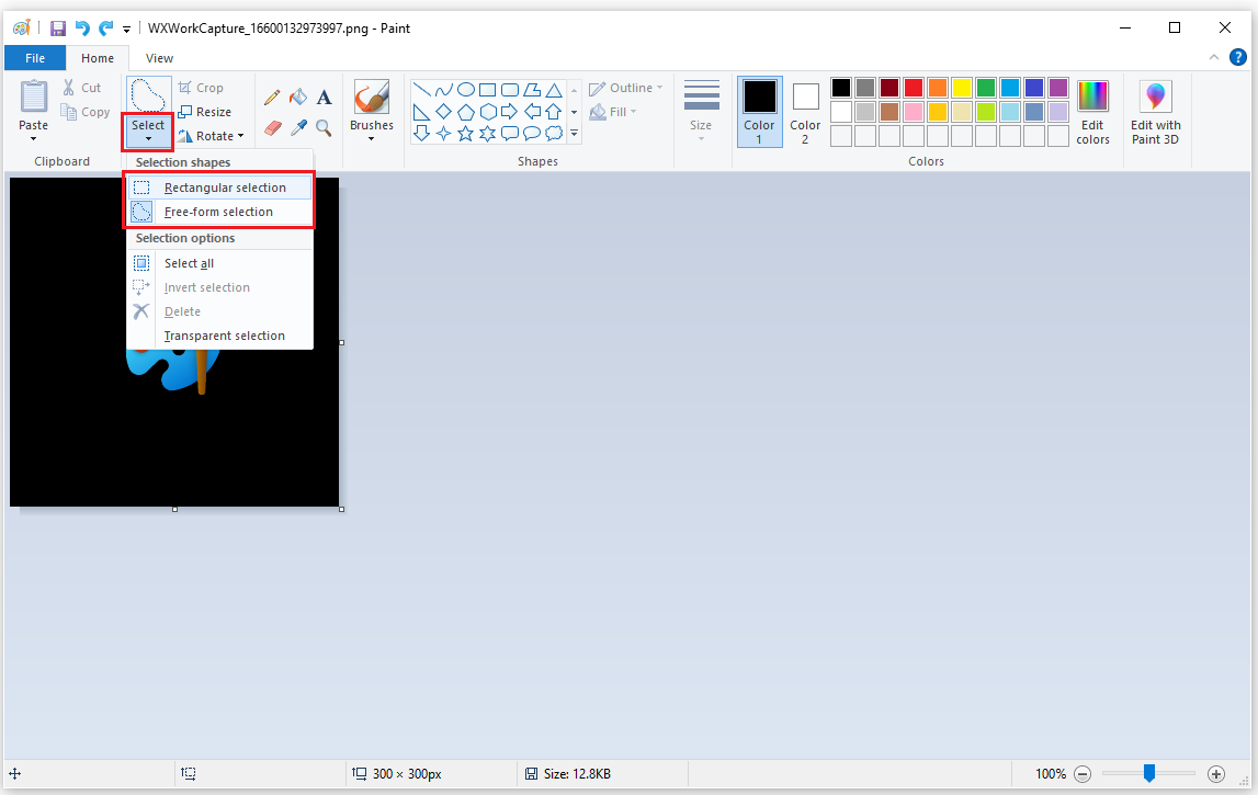 select Rectangular selection or Free-form selection according to your needs