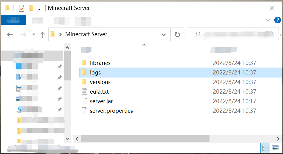 Minecraft Serverフォルダー