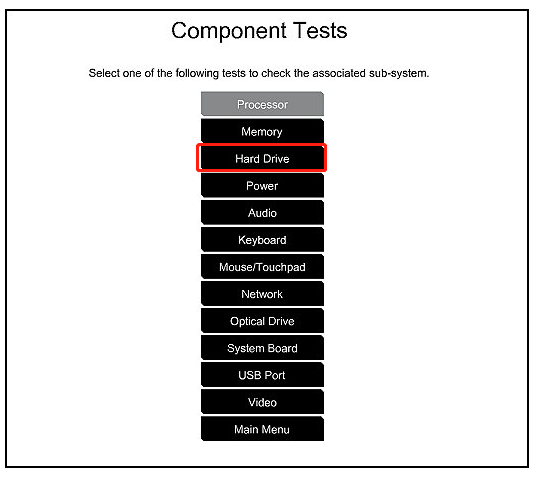 select Hard Drive for Component Tests