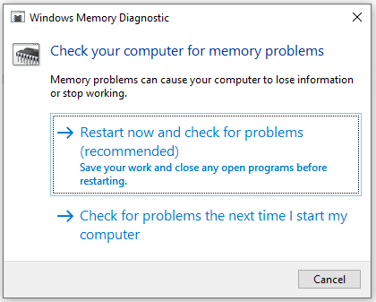 check your computer for memory problems