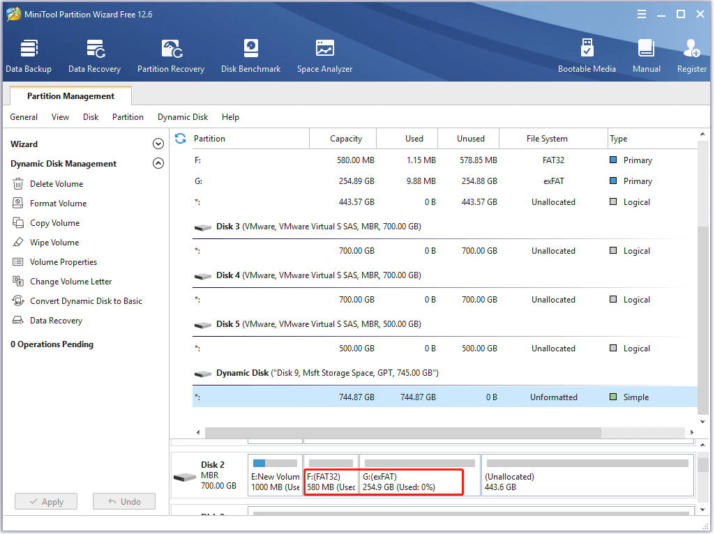 see file system in MiniTool Partition Wizard
