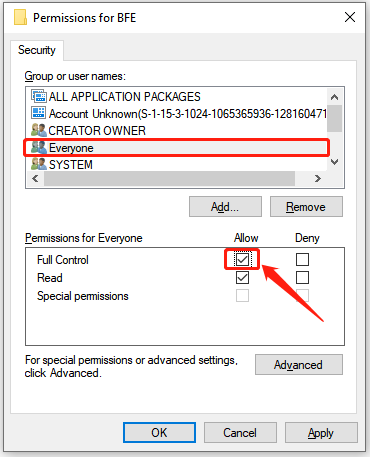 Change Permissions
