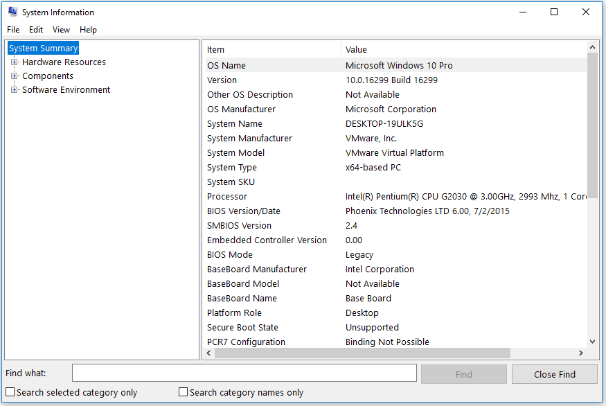 System Information window