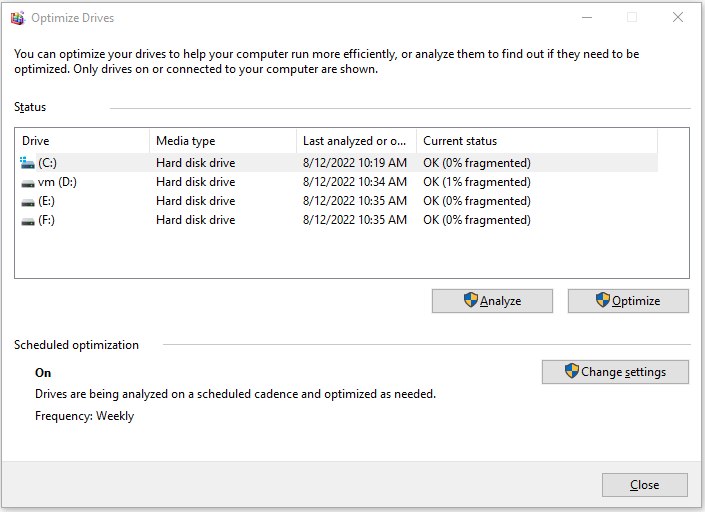 defragment a drive