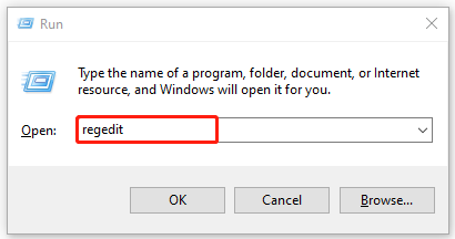 type regedit in the Run box