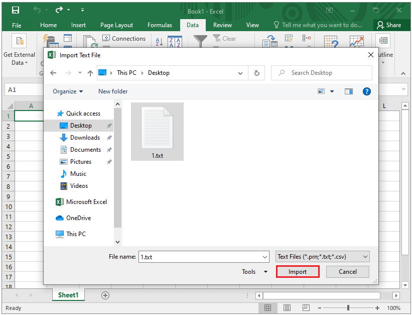  import the selected Notepad file