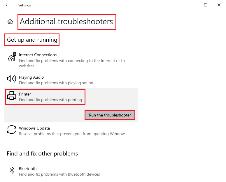 click Run the troubleshooter option