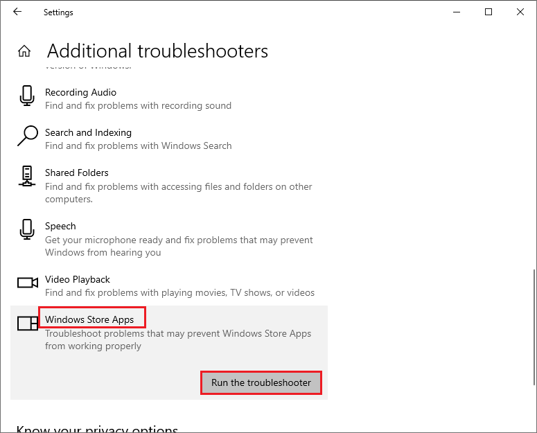 run Windows Store Apps troubleshooter