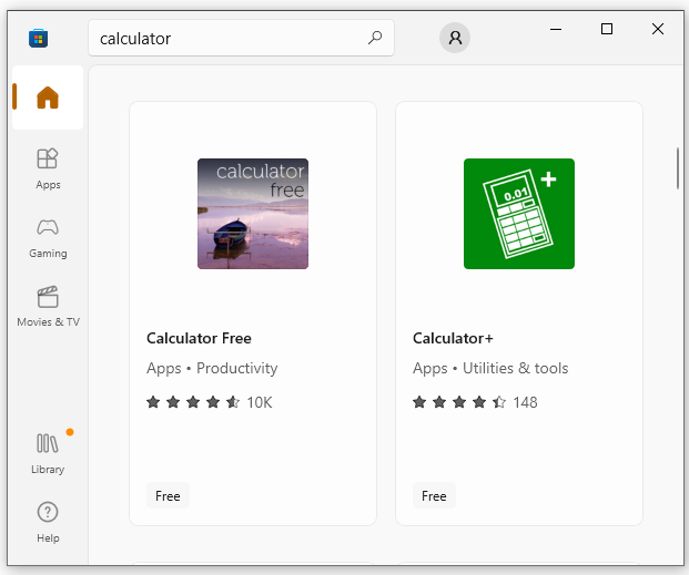 type calculator on Microsoft Store
