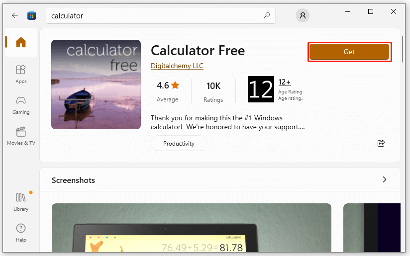 get Calculator Free app from Microsoft Store