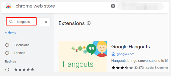 select Google Hangouts on Chrome web store