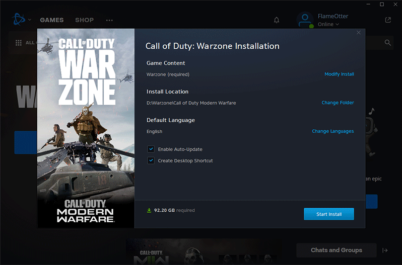 install Call of Duty Warzone
