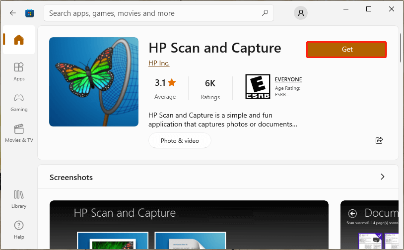 download HP Scan and Capture from Microsoft Store