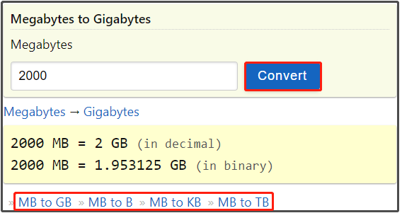Top 8 MB to GB Converters: Perform MB GB Mutual Conversion - MiniTool ...