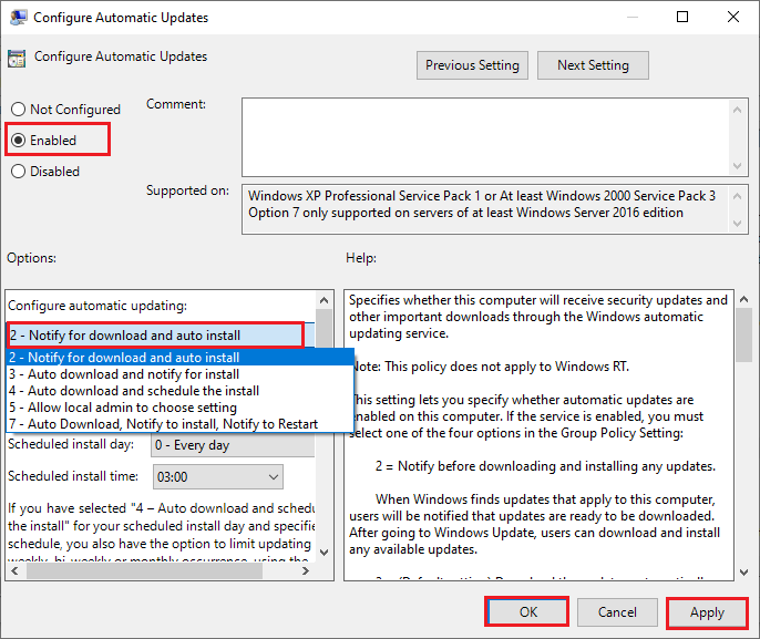 choose option 2 - Notify for download ad auto install