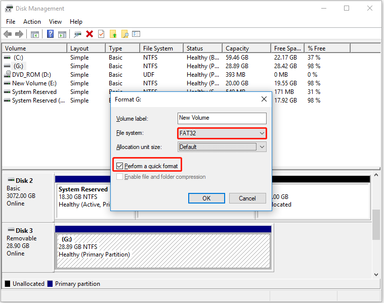 Format the USB drive