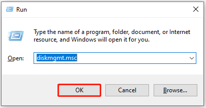 open Disk Management from the Run window