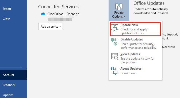 update Microsoft Word