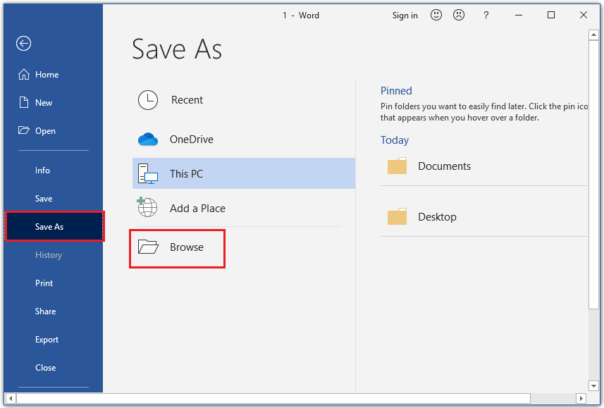 select Browse option
