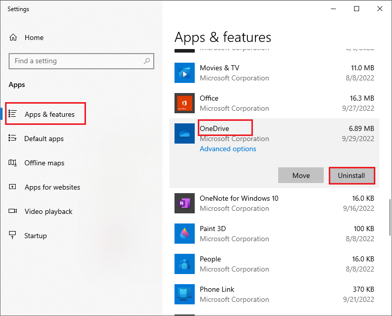 select Advanced options option