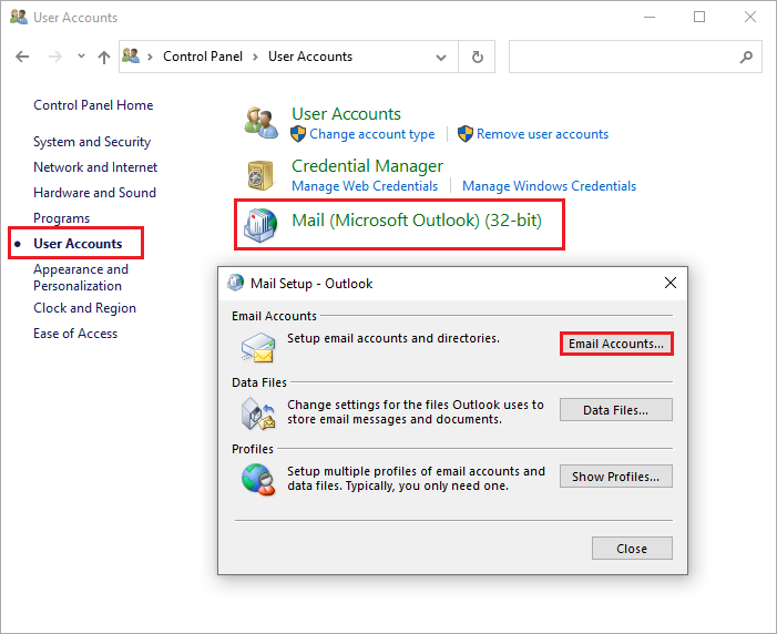 open Email Accounts