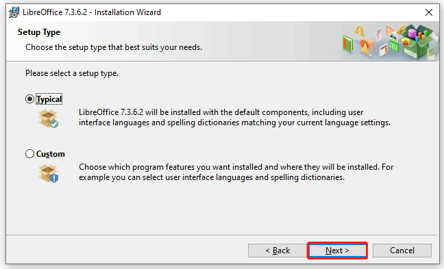 select Setup type for LibreOffice