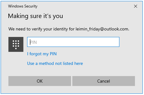 enter the PIN to verify your identity