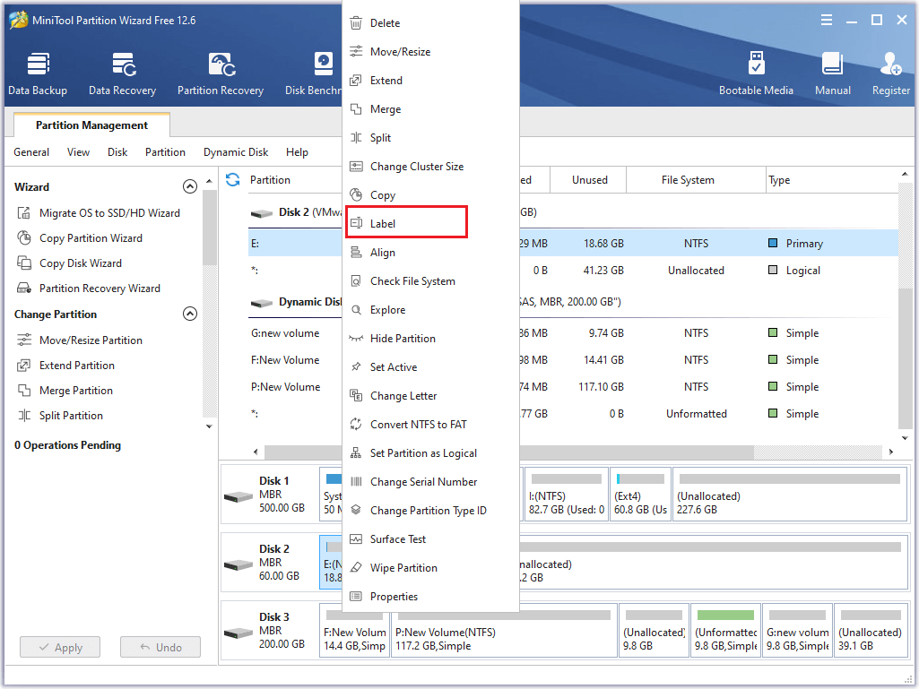 select Label function