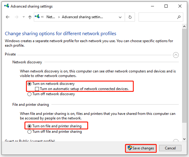 turn on network discovery