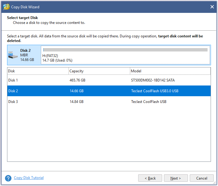 copy USB using MiniTool Partition Wizard