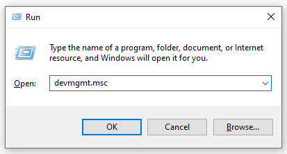 open Device Manager via the Run box