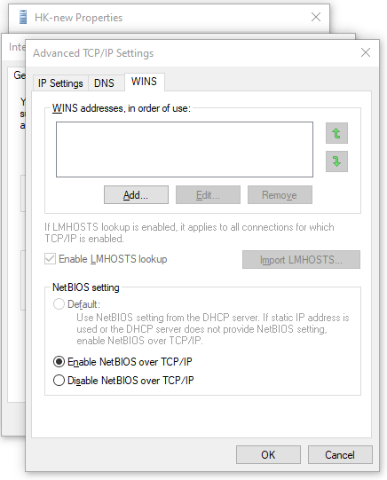 Enable NetBIOS over TCP/IP